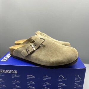 Birkenstock Boston Clog Suede Sandal Taupe